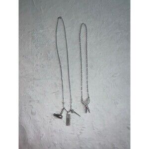 2 hairstylist necklaces- shears, blow dryer, comb